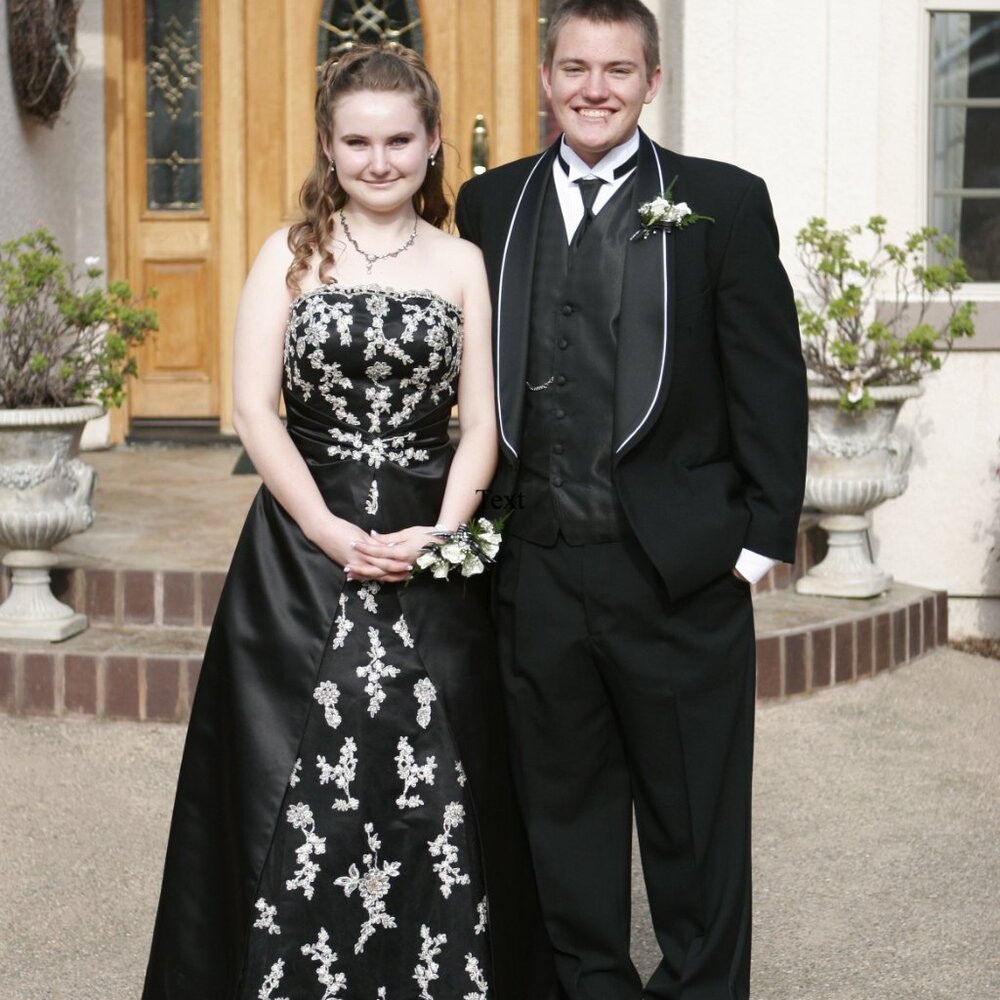 Tiffany Designs Black Formal Gala Prom Dress Beaded Gown - Size 10 / Medium